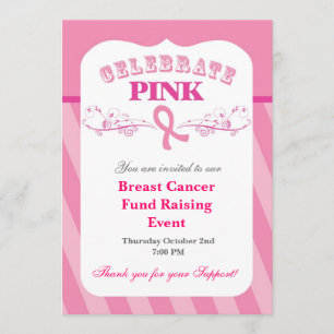 Uitnodiging tot evenement met roze lint-borstkanke