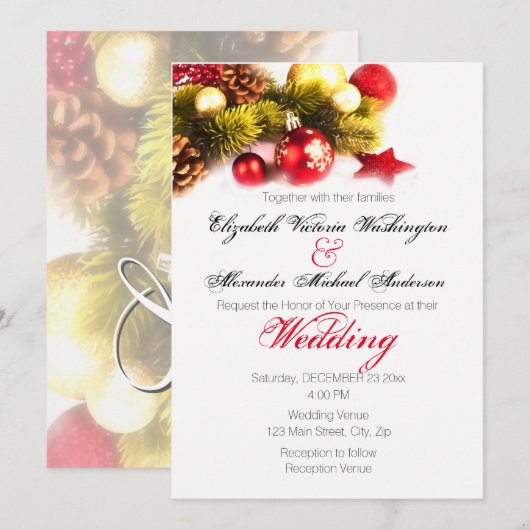 Uitnodiging tot feestelijke kerstfeestdag voor bru (Voorkant / Achterkant)