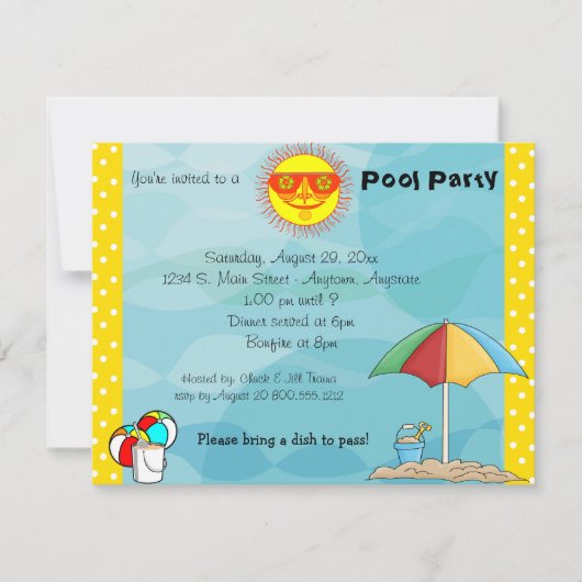 Uitnodiging tot feestvieren zonder brand en pool (Voorkant)