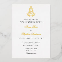 Uitnodiging tot folie als Monogram of SA Monogram