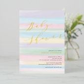 Uitnodiging tot Folie van Baby shower van pasteelr (Staand Voorkant)