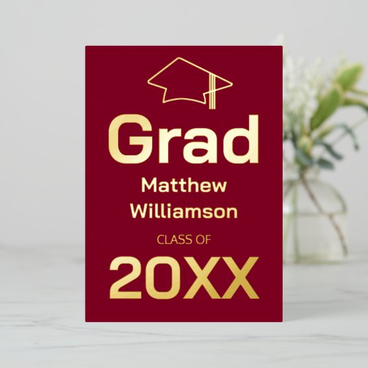 Uitnodiging tot Folie van de Burgundy Graduation P (Staand Voorkant)