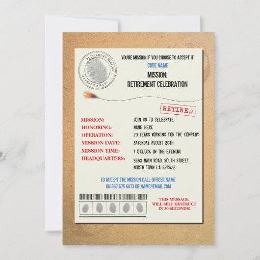 Uitnodiging tot functionaris van de geheime agent (Voorkant)