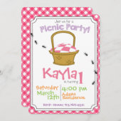 Uitnodiging tot geboorte van Picnic Party (Voorkant / Achterkant)