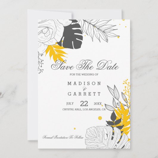 Uitnodiging tot gele en witte bladeren (Voorkant)