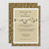 Uitnodiging tot Glitter Gold Lace Wedding (Voorkant / Achterkant)