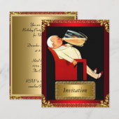 Uitnodiging tot goud en rood kunstdeco (Voorkant / Achterkant)