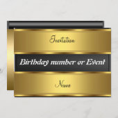 Uitnodiging tot goud en zwarte feestdag (Voorkant / Achterkant)