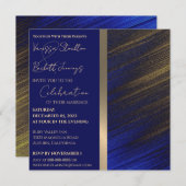 Uitnodiging tot gouden en blauwe bruiloft (Voorkant / Achterkant)
