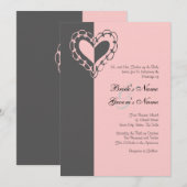 Uitnodiging tot grijze en roze bruiloft (Voorkant / Achterkant)