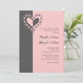 Uitnodiging tot grijze en roze bruiloft (Staand voorkant)