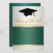 Uitnodiging tot groen en gouden Afstuderen (Voorkant / Achterkant)