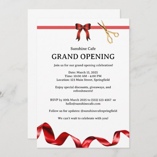 Uitnodiging tot grote opening (Voorkant / Achterkant)