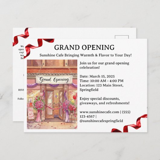 Uitnodiging tot grote opening (Voorkant / Achterkant)