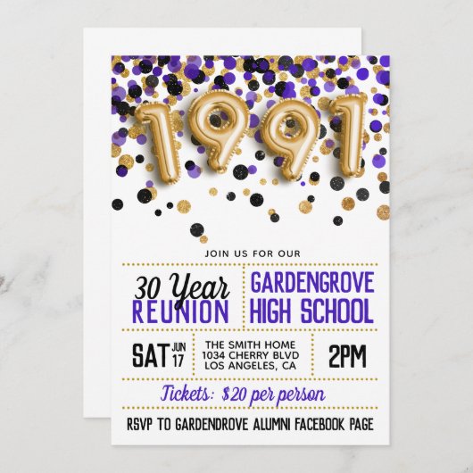 Uitnodiging tot hereniging van de middelbare schoo (Voorkant / Achterkant)