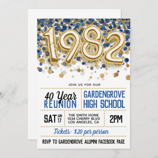 Uitnodiging tot hereniging van de middelbare schoo (Voorkant / Achterkant)