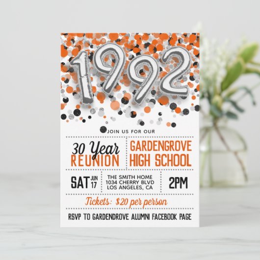 Uitnodiging tot hereniging van de middelbare schoo (Staand voorkant)