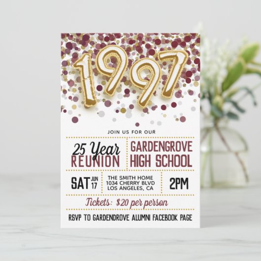 Uitnodiging tot hereniging van het High School Col (Staand voorkant)