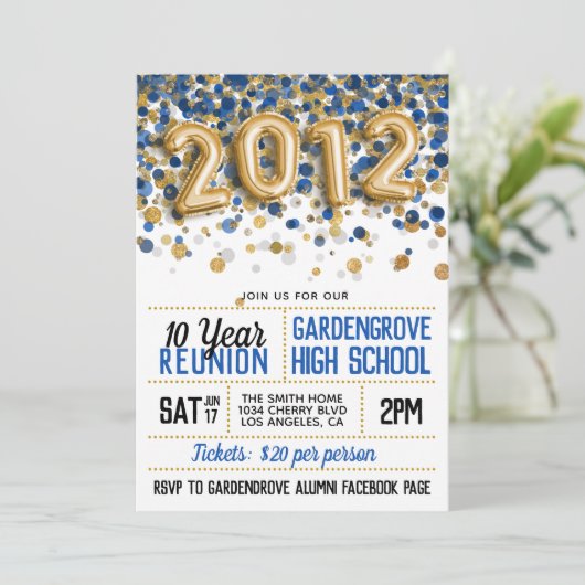 Uitnodiging tot hereniging van het High School Col (Staand voorkant)