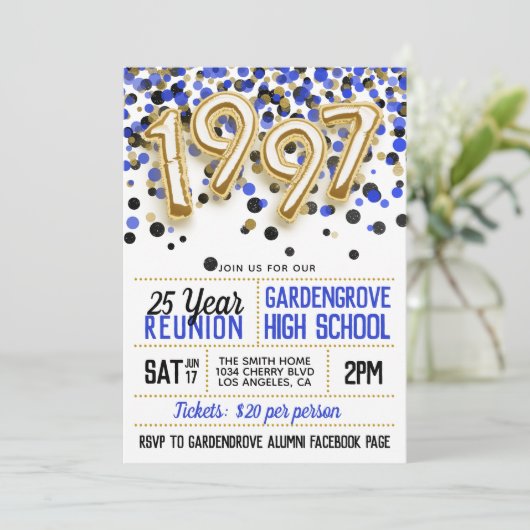 Uitnodiging tot hereniging van het High School Col (Staand voorkant)