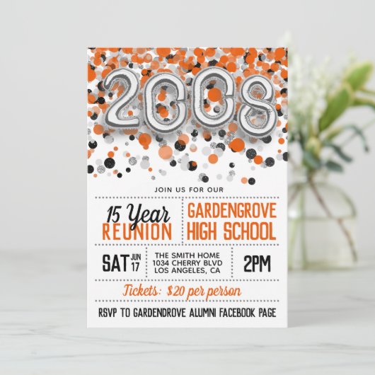 Uitnodiging tot hereniging van het High School Col (Staand voorkant)