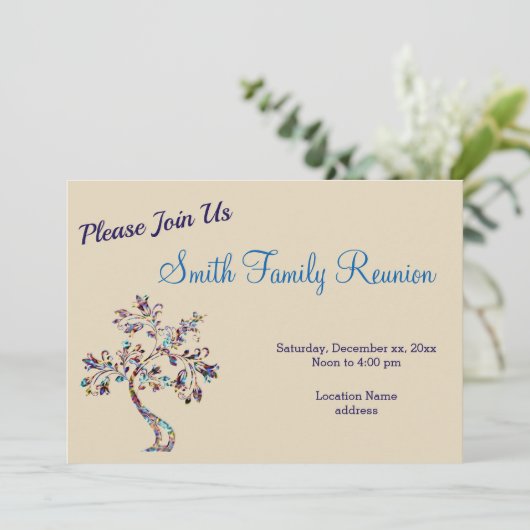 Uitnodiging tot hereniging van Nebula Tree Family (Staand voorkant)