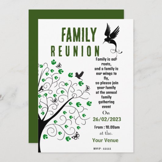 Uitnodiging tot hereniging van vogels (Voorkant / Achterkant)