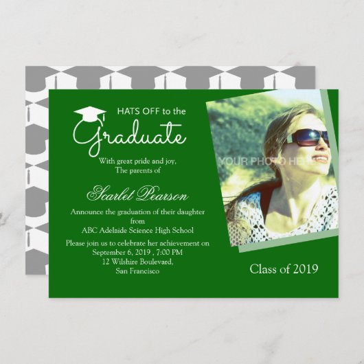 Uitnodiging tot herroeping groene Afstuderen (Voorkant / Achterkant)