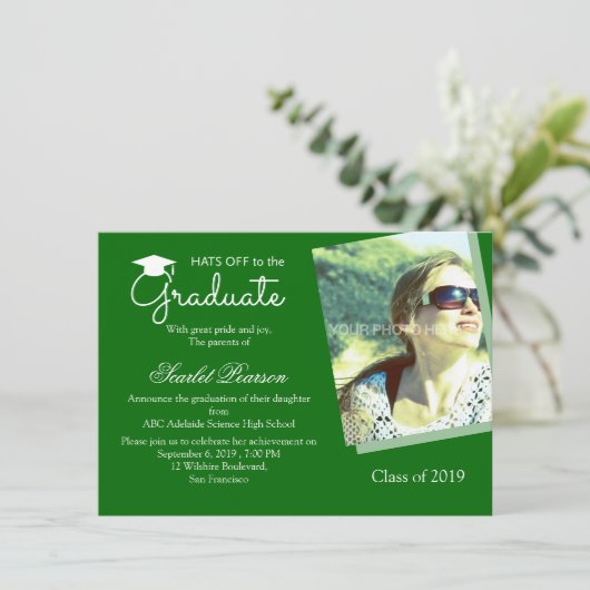 Uitnodiging tot herroeping groene Afstuderen (Staand voorkant)