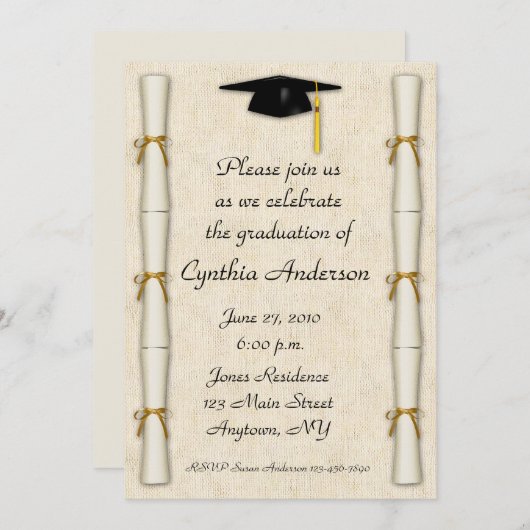 Uitnodiging tot het Afstuderen Diploma Border (Voorkant / Achterkant)