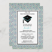Uitnodiging tot het Afstuderen Turquoise Blue Dama (Voorkant / Achterkant)