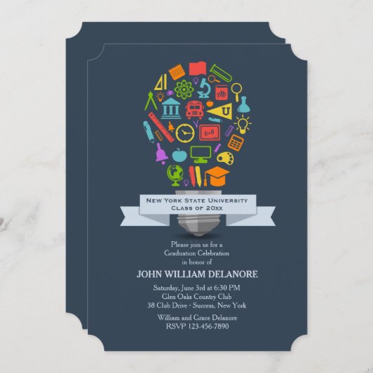 Uitnodiging tot het Afstuderen van School Light (Voorkant / Achterkant)