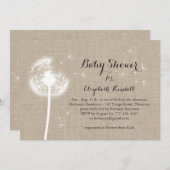 Uitnodiging tot het Baby shower Dandelion Burlap (Voorkant / Achterkant)