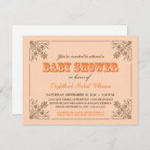 uitnodiging tot het Baby shower Peach (Voorkant / Achterkant)