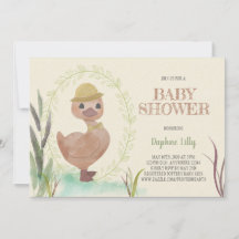 Uitnodiging tot het Baby shower Rustic Ducking Boy