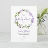 Uitnodiging tot het Baby shower Rustic Lila Flower (Staand voorkant)