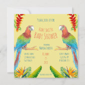 Uitnodiging tot het Baby shower Tropical Macaw Par (Voorkant)