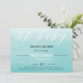 Uitnodiging tot het Baby shower Turquoise Ombre Bo (Staand voorkant)
