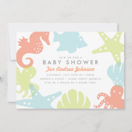 Uitnodiging tot het Baby shower van Cute Ocean Cri