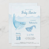 Uitnodiging tot het Baby shower van de walvisvaart (Voorkant / Achterkant)