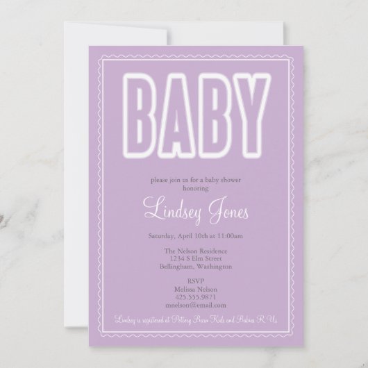 Uitnodiging tot het Baby shower van de Wavy Border (Voorkant)