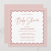 Uitnodiging tot het Baby shower van de Wavy Border (Voorkant / Achterkant)