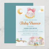 Uitnodiging tot het Baby shower van dieren (Voorkant / Achterkant)
