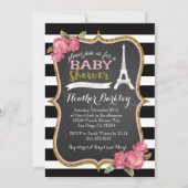 Uitnodiging tot het Baby shower van Eiffeltoren in (Voorkant)