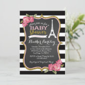 Uitnodiging tot het Baby shower van Eiffeltoren in (Staand voorkant)