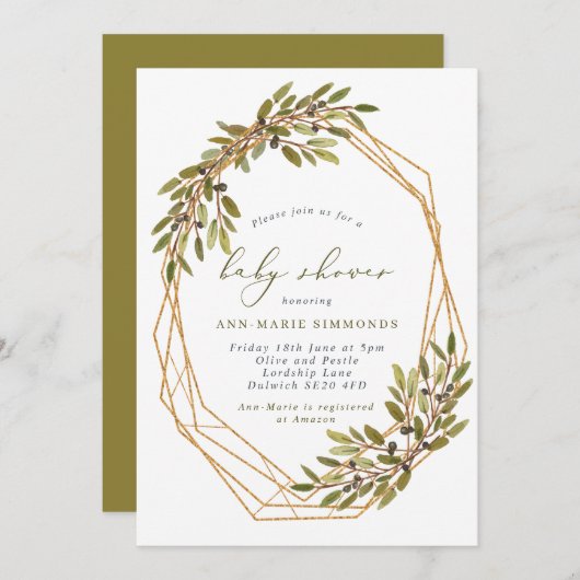 Uitnodiging tot het Baby shower van Geometrische b (Voorkant / Achterkant)