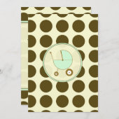 Uitnodiging tot het Baby shower van groene en brui (Voorkant / Achterkant)