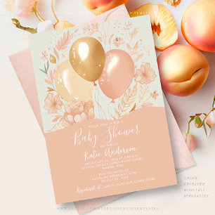 Uitnodiging tot het Baby shower van Kute Peach-bal