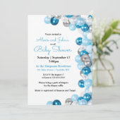 Uitnodiging tot het Baby shower van Silver en Blue (Staand voorkant)