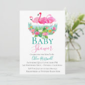 Uitnodiging tot het Baby shower van Tropical Flami (Staand voorkant)